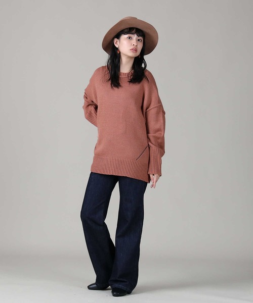 RAG MACHINE（ラグマシーン）の「【RAG MACHINE】アイレットビッグニット（ニット/セーター・レディース・ベージュ/ブラウン/ピンク・M/L）」の18枚目の写真