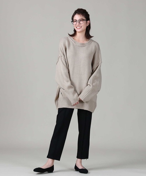 RAG MACHINE（ラグマシーン）の「【RAG MACHINE】アイレットビッグニット（ニット/セーター・レディース・ベージュ/ブラウン/ピンク・M/L）」の13枚目の写真