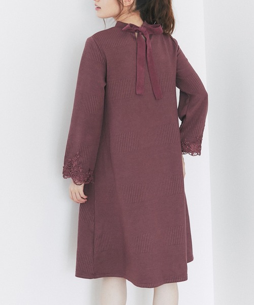 後ろりぼん付き袖口レース装飾ランダムリブカットソーワンピース ワンピース Tocco Closet トッコ クローゼット のファッション通販 Zozotown