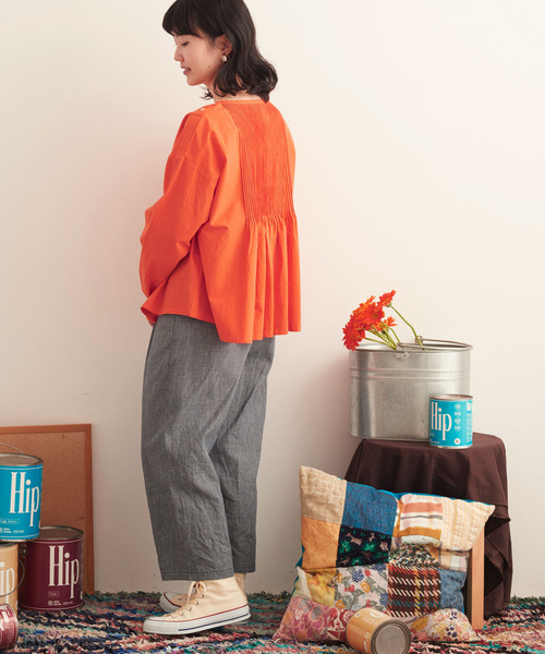 美品 a piece of Library バックボタン レース リネンブラウス 日本製】バックタックコクーンブラウス(ブラウス・シャツ) | al