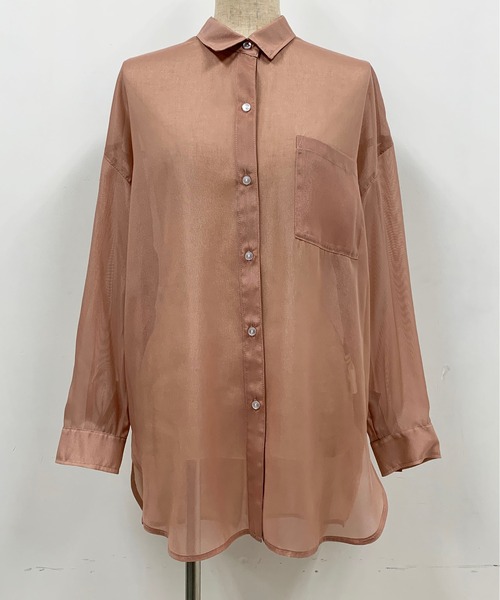 PICCIN（ピッチン）の「シアー透けシャツ（シャツ/ブラウス・レディース・ライトグレー/ピンク・M）」の11枚目の写真