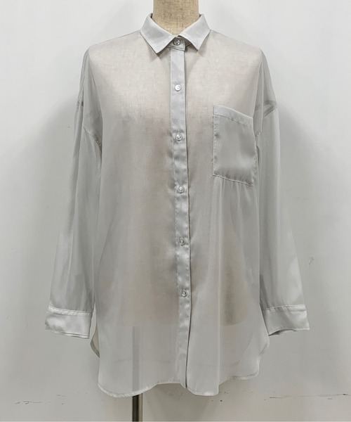 PICCIN（ピッチン）の「シアー透けシャツ（シャツ/ブラウス・レディース・ライトグレー/ピンク・M）」の12枚目の写真