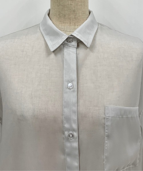 PICCIN（ピッチン）の「シアー透けシャツ（シャツ/ブラウス・レディース・ライトグレー/ピンク・M）」の15枚目の写真