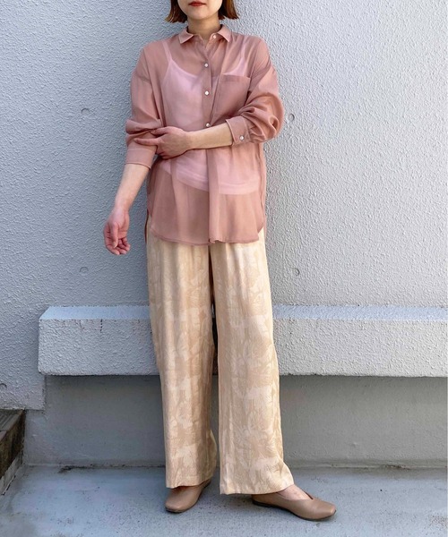 PICCIN（ピッチン）の「シアー透けシャツ（シャツ/ブラウス・レディース・ライトグレー/ピンク・M）」の7枚目の写真