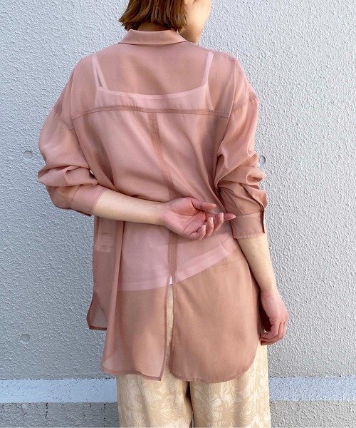 PICCIN（ピッチン）の「シアー透けシャツ（シャツ/ブラウス・レディース・ライトグレー/ピンク・M）」の5枚目の写真