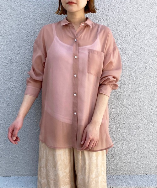 PICCIN（ピッチン）の「シアー透けシャツ（シャツ/ブラウス・レディース・ライトグレー/ピンク・M）」の6枚目の写真