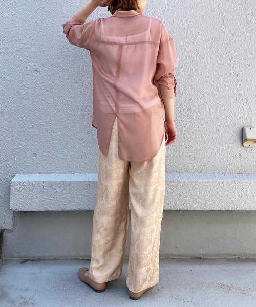 PICCIN（ピッチン）の「シアー透けシャツ（シャツ/ブラウス・レディース・ライトグレー/ピンク・M）」の9枚目の写真