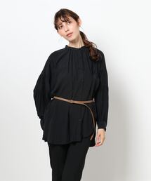 INTERPLANET | バンドカラーティアードスリーブブラウス＋ベルト付(シャツ/ブラウス)