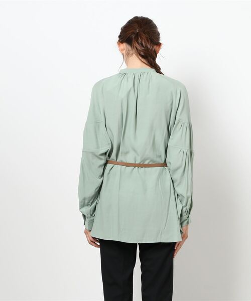 INTERPLANET（インタープラネット）の「バンドカラーティアードスリーブブラウス＋ベルト付（シャツ/ブラウス・レディース・オフホワイト/ミント/ブラック・FREE）」の5枚目の写真