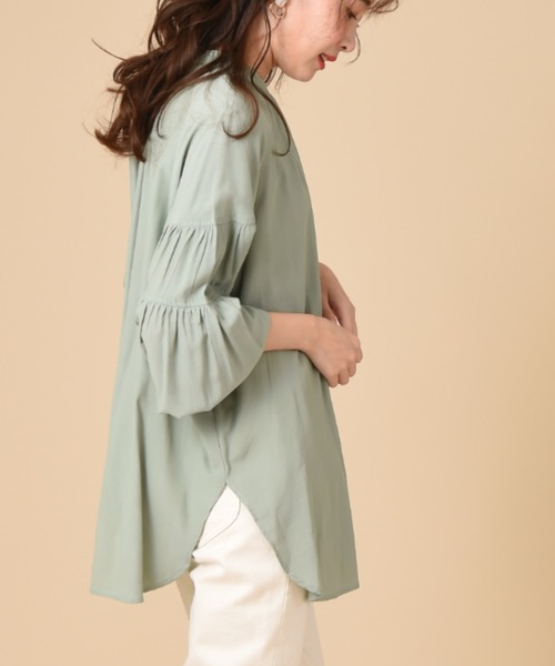 INTERPLANET（インタープラネット）の「バンドカラーティアードスリーブブラウス＋ベルト付（シャツ/ブラウス・レディース・オフホワイト/ミント/ブラック・FREE）」の22枚目の写真