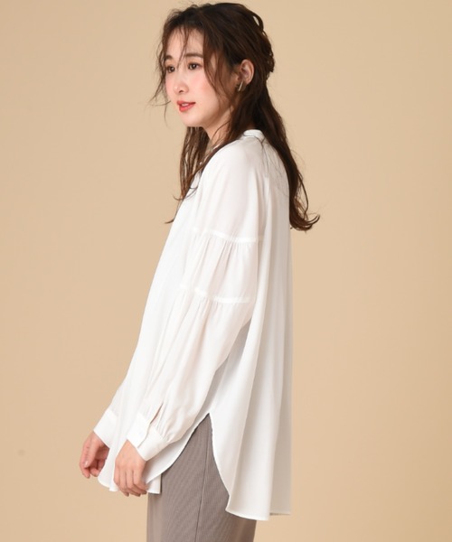 INTERPLANET（インタープラネット）の「バンドカラーティアードスリーブブラウス＋ベルト付（シャツ/ブラウス・レディース・オフホワイト/ミント/ブラック・FREE）」の16枚目の写真