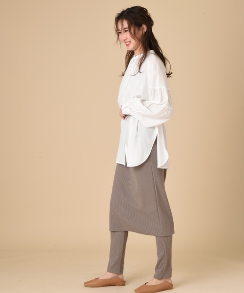 INTERPLANET（インタープラネット）の「バンドカラーティアードスリーブブラウス＋ベルト付（シャツ/ブラウス・レディース・オフホワイト/ミント/ブラック・FREE）」の17枚目の写真