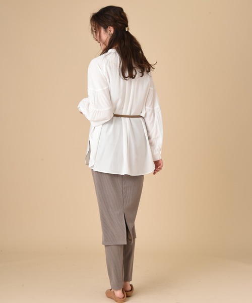 INTERPLANET（インタープラネット）の「バンドカラーティアードスリーブブラウス＋ベルト付（シャツ/ブラウス・レディース・オフホワイト/ミント/ブラック・FREE）」の18枚目の写真