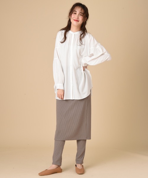 INTERPLANET（インタープラネット）の「バンドカラーティアードスリーブブラウス＋ベルト付（シャツ/ブラウス・レディース・オフホワイト/ミント/ブラック・FREE）」の19枚目の写真