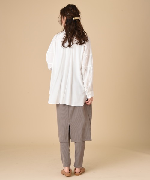 INTERPLANET（インタープラネット）の「バンドカラーティアードスリーブブラウス＋ベルト付（シャツ/ブラウス・レディース・オフホワイト/ミント/ブラック・FREE）」の20枚目の写真