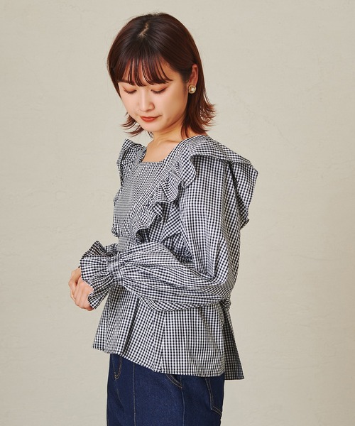 NICE CLAUP フリルセットアップ ブラック・ホワイト one after another NICE CLAUP（ワンアフターアナザーナイ