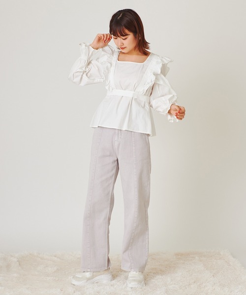 one after another NICE CLAUP（ワンアフターアナザーナイスクラップ）の「フリルハーネスセットブラウス（シャツ/ブラウス・レディース・オフホワイト/ブラック/サックスブルー/ブラック系その他・FREE）」の17枚目の写真