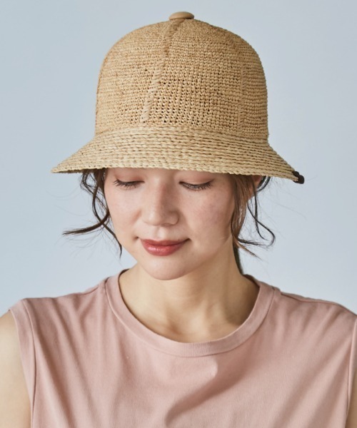 OVERRIDE（オーバーライド）の「【OVERRIDE】RAFFIA KOMA METRO / 【オーバーライド】ラフィア　コマ　メトロ（ハット・レディース・ベージュ/ブラック・58cm）」の2枚目の写真