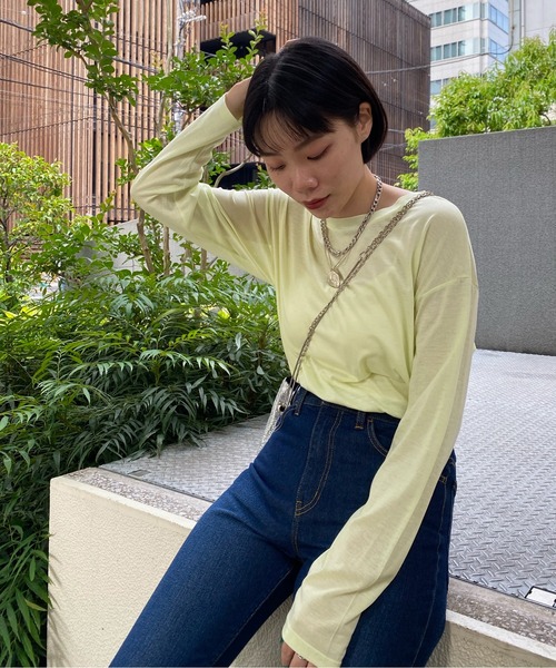 DouDou(ドゥドゥ)の「SS ラウンドヘムチュニックT(Tシャツ/カットソー・レディース・ホワイト/チャコールグレー/ライトベージュ/ライトグリーン・FREE)」の1枚目の写真