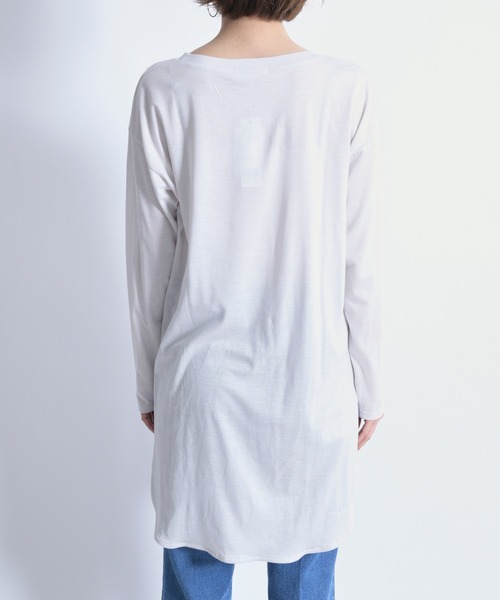 DouDou(ドゥドゥ)の「SS ラウンドヘムチュニックT(Tシャツ/カットソー・レディース・ホワイト/チャコールグレー/ライトベージュ/ライトグリーン・FREE)」の11枚目の写真