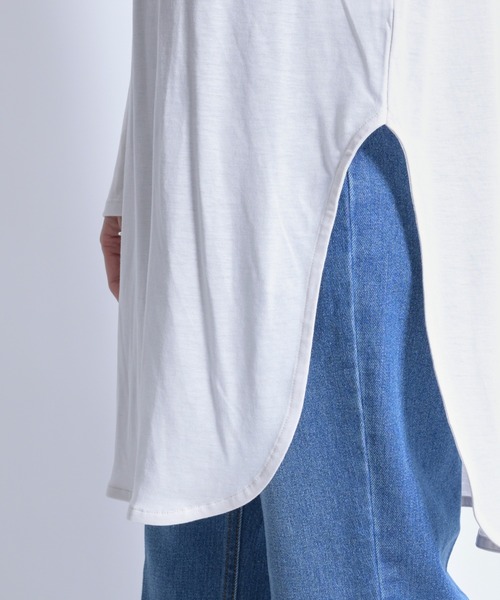 DouDou(ドゥドゥ)の「SS ラウンドヘムチュニックT(Tシャツ/カットソー・レディース・ホワイト/チャコールグレー/ライトベージュ/ライトグリーン・FREE)」の12枚目の写真
