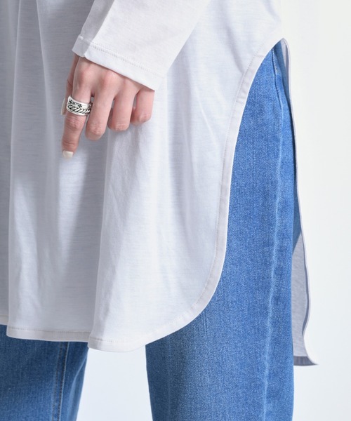 DouDou(ドゥドゥ)の「SS ラウンドヘムチュニックT(Tシャツ/カットソー・レディース・ホワイト/チャコールグレー/ライトベージュ/ライトグリーン・FREE)」の13枚目の写真