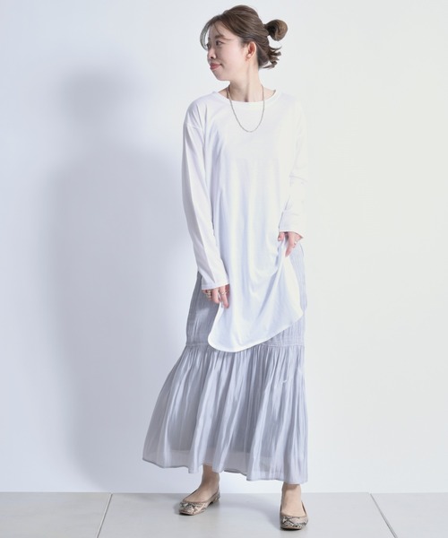 DouDou(ドゥドゥ)の「SS ラウンドヘムチュニックT(Tシャツ/カットソー・レディース・ホワイト/チャコールグレー/ライトベージュ/ライトグリーン・FREE)」の16枚目の写真