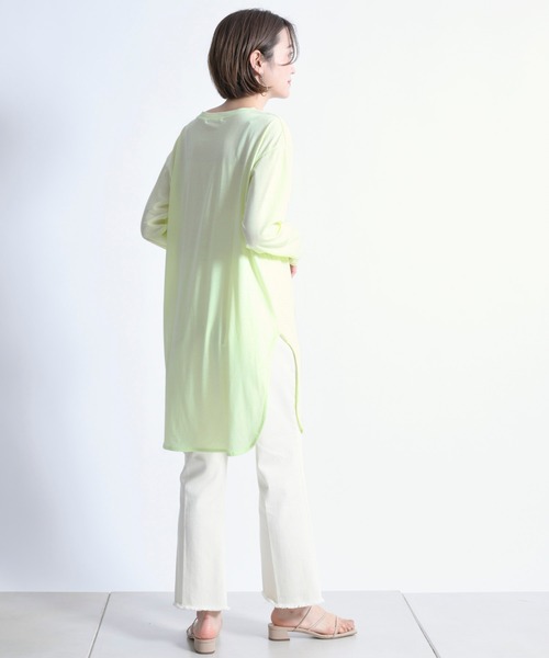 DouDou(ドゥドゥ)の「SS ラウンドヘムチュニックT(Tシャツ/カットソー・レディース・ホワイト/チャコールグレー/ライトベージュ/ライトグリーン・FREE)」の20枚目の写真