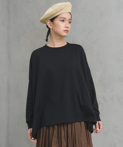 manana suerte(マニャーナスエルテ)の「テントラインロングTシャツ(Tシャツ/カットソー・レディース・オフホワイト/ブルー/ブラック・FREE)」の4枚目の写真