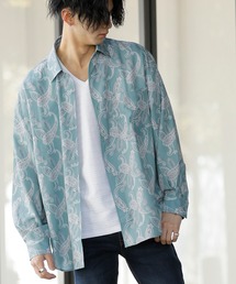 レトロモチーフ グラフィックプリント レギュラーカラー ルーズシャツ