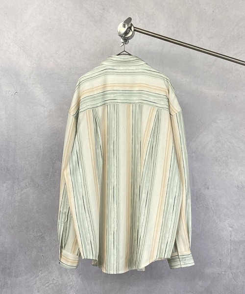 Beno（ビーノ）の「レトロモチーフ グラフィックプリント レギュラーカラー ルーズシャツ（シャツ/ブラウス・メンズ・ホワイト系その他/グレー系その他/ブラウン系その他/グリーン系その他/ブルー系その他/パープル系その他・M/L）」の8枚目の写真