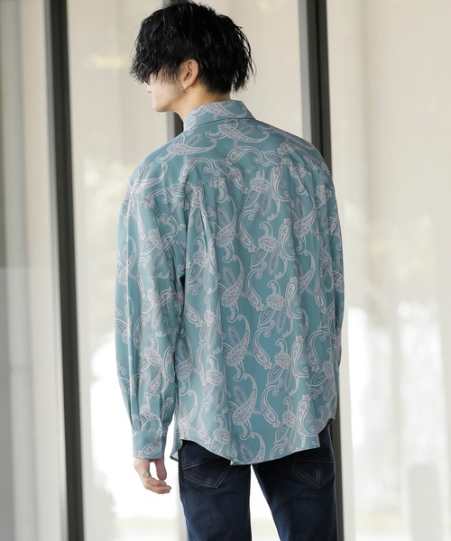 Beno（ビーノ）の「レトロモチーフ グラフィックプリント レギュラーカラー ルーズシャツ（シャツ/ブラウス・メンズ・ホワイト系その他/グレー系その他/ブラウン系その他/グリーン系その他/ブルー系その他/パープル系その他・M/L）」の13枚目の写真