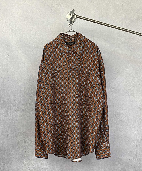 Beno（ビーノ）の「レトロモチーフ グラフィックプリント レギュラーカラー ルーズシャツ（シャツ/ブラウス・メンズ・ホワイト系その他/グレー系その他/ブラウン系その他/グリーン系その他/ブルー系その他/パープル系その他・M/L）」の22枚目の写真