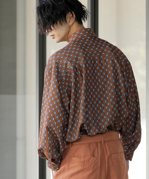 Beno（ビーノ）の「レトロモチーフ グラフィックプリント レギュラーカラー ルーズシャツ（シャツ/ブラウス・メンズ・ホワイト系その他/グレー系その他/ブラウン系その他/グリーン系その他/ブルー系その他/パープル系その他・M/L）」の20枚目の写真