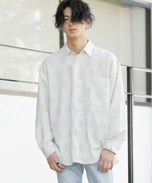 Beno（ビーノ）の「レトロモチーフ グラフィックプリント レギュラーカラー ルーズシャツ（シャツ/ブラウス・メンズ・ホワイト系その他/グレー系その他/ブラウン系その他/グリーン系その他/ブルー系その他/パープル系その他・M/L）」の16枚目の写真