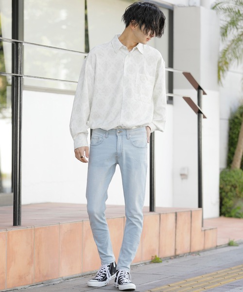 Beno（ビーノ）の「レトロモチーフ グラフィックプリント レギュラーカラー ルーズシャツ（シャツ/ブラウス・メンズ・ホワイト系その他/グレー系その他/ブラウン系その他/グリーン系その他/ブルー系その他/パープル系その他・M/L）」の15枚目の写真