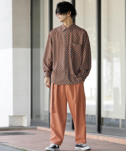 Beno（ビーノ）の「レトロモチーフ グラフィックプリント レギュラーカラー ルーズシャツ（シャツ/ブラウス・メンズ・ホワイト系その他/グレー系その他/ブラウン系その他/グリーン系その他/ブルー系その他/パープル系その他・M/L）」の18枚目の写真