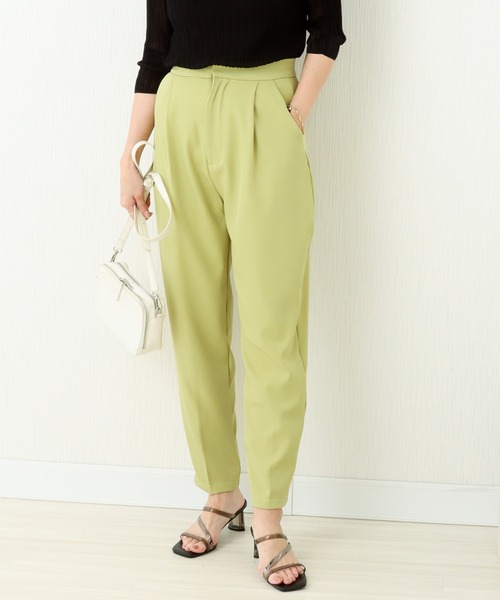 libelle more(リベル モア)の「T/Pu ツインテーパードパンツ(スラックス・レディース・アイボリー/ブラック/グリーン系その他/ベージュ/ブルー・FREE)」の2枚目の写真