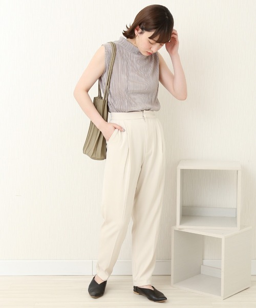 libelle more(リベル モア)の「T/Pu ツインテーパードパンツ(スラックス・レディース・アイボリー/ブラック/グリーン系その他/ベージュ/ブルー・FREE)」の8枚目の写真