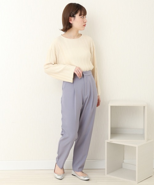 libelle more(リベル モア)の「T/Pu ツインテーパードパンツ(スラックス・レディース・アイボリー/ブラック/グリーン系その他/ベージュ/ブルー・FREE)」の6枚目の写真