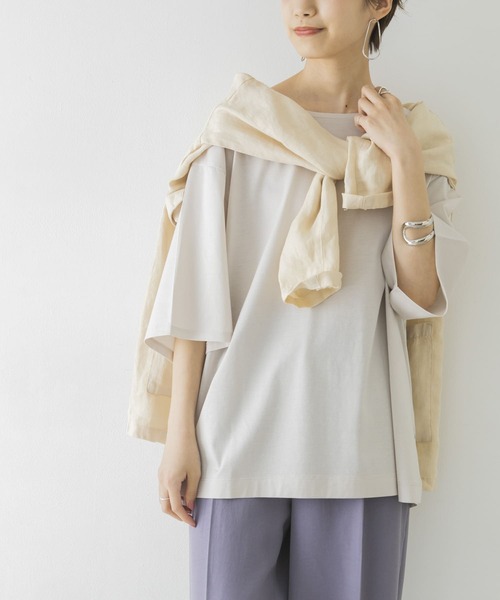 URBAN RESEARCH（アーバンリサーチ）の「ペルビアンコットンルーズTシャツ（Tシャツ/カットソー・レディース・チャコールグレー/ライトカーキ/アイボリー・FREE）」の10枚目の写真