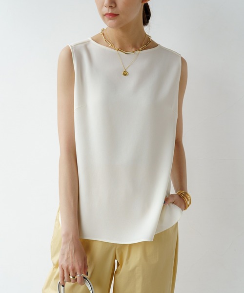 LOUNGEDRESS(ラウンジドレス)の「ジョーゼットノースリブラウス(シャツ/ブラウス・レディース・チャコールグレー/オフホワイト・FREE)」の1枚目の写真