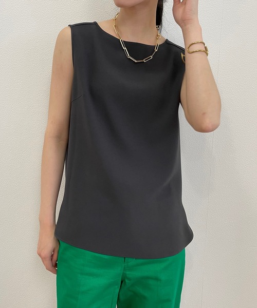 LOUNGEDRESS(ラウンジドレス)の「ジョーゼットノースリブラウス(シャツ/ブラウス・レディース・チャコールグレー/オフホワイト・FREE)」の19枚目の写真