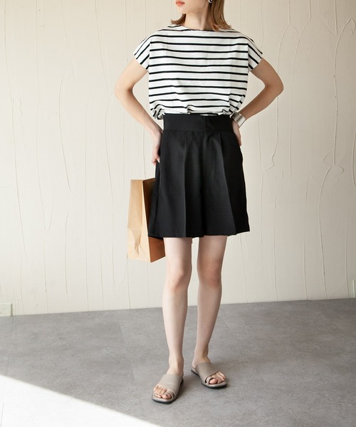 Chillfar（チルファー）の「リネンライクショートパンツ（その他パンツ・レディース・ブラック/オレンジ/グリーン/アイボリー/マスタード/グレイッシュベージュ・FREE）」の7枚目の写真