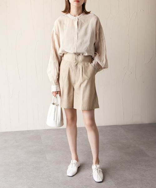 Chillfar（チルファー）の「リネンライクショートパンツ（その他パンツ・レディース・ブラック/オレンジ/グリーン/アイボリー/マスタード/グレイッシュベージュ・FREE）」の17枚目の写真