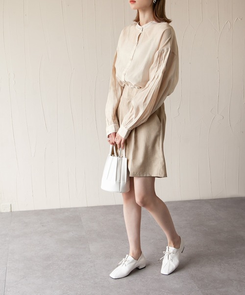 Chillfar（チルファー）の「リネンライクショートパンツ（その他パンツ・レディース・ブラック/オレンジ/グリーン/アイボリー/マスタード/グレイッシュベージュ・FREE）」の8枚目の写真