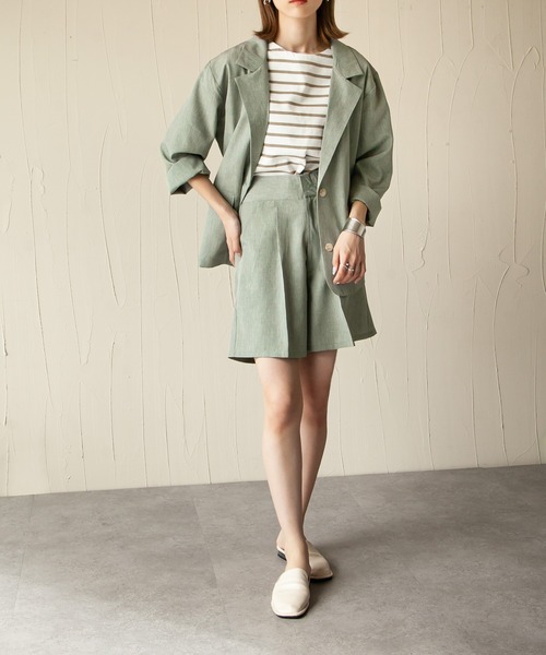 Chillfar（チルファー）の「リネンライクショートパンツ（その他パンツ・レディース・ブラック/オレンジ/グリーン/アイボリー/マスタード/グレイッシュベージュ・FREE）」の18枚目の写真