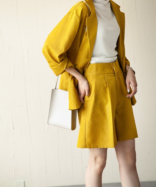 Chillfar（チルファー）の「リネンライクショートパンツ（その他パンツ・レディース・ブラック/オレンジ/グリーン/アイボリー/マスタード/グレイッシュベージュ・FREE）」の14枚目の写真