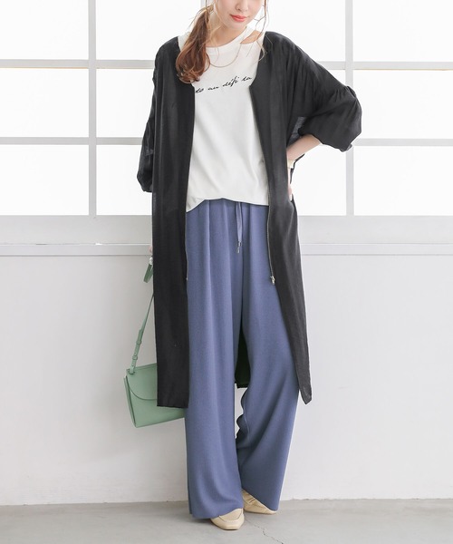 osharewalker（オシャレウォーカー）の「【廃盤】【セルフカット・機能素材】『リブカットソーパンツ』（その他パンツ・レディース・ブラック/モカ/グレイッシュブルー/ライム/ラベンダー・1/2）」の11枚目の写真