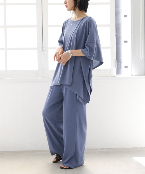 osharewalker（オシャレウォーカー）の「【廃盤】【セルフカット・機能素材】『リブカットソーパンツ』（その他パンツ・レディース・ブラック/モカ/グレイッシュブルー/ライム/ラベンダー・1/2）」の13枚目の写真